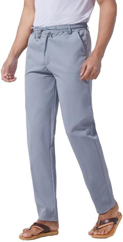 Miniatura 9 de Pantalones casuales de lino de algodón para hombre, pantalones sueltos de playa, pantalones largos de yoga ligeros