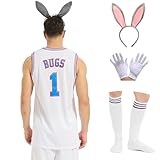 Mens Basketball Jersey Bugs #1 /Lola #12 Space Movie Sports Party Jersey White （1# Medium）