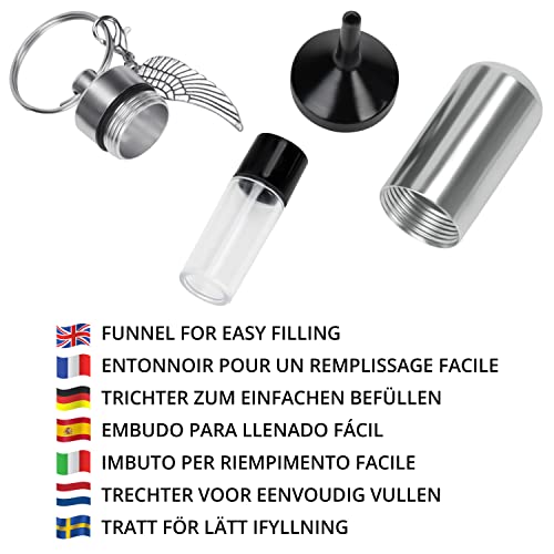 Belle Vous Silberner Asche Anhänger für Gedenken an Verstorbene (4 STK) 4,9 cm - Engels-Flügel Anhänger aus Aluminiumlegierung - Schlüssel- & Kettenanhänger zum Befüllen