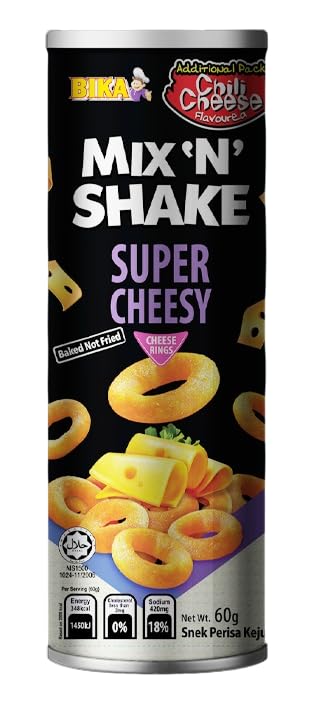 BIKA Mix 'n' Shake Super Cheesy Cheese Rings Snack, Hot Fresh Flavored Crispy Snacks, 70g (From Malaysia)-picture-26