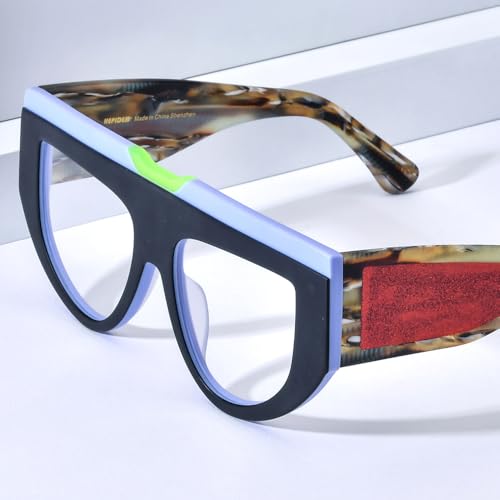 Image of HEPIDEM Multicolor Acetate Glasses Frame Women Oversize Vintage Round Eyeglasses Optical Spectacles 9271