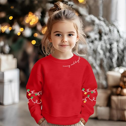 Toddler Girls Boys Christmas Sweatshirt Merry Xmas Tree Graphic Shirts Kids Crewneck Sweatshirts Winter Clothes Tops2