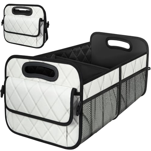 Image of Deosk Car Trunk Organizer for SUV, Car Organizers and Storage with Reinforced Handles, Car Accessories for Women /Men 70L Waterproof Polyester Trunk Organizer(Large, Beige)