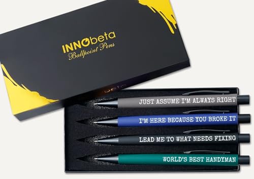 InnoBeta Handyman Gifts for Men, Ballpoint Pen Set of 4, Gift Ideas for on Birthday, Christmas, Thanksgiving Day
