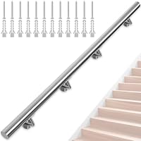 FREEAMG Edelstahl-Handlauf, 250CM Treppengeländer, Geländer mit 42 mm Durchmesser, Wandmontierter Handlauf mit Wandhalterungen und Befestigungselementen, Geeignet für Innen/Außenbereich