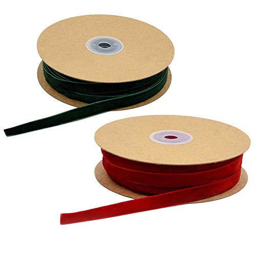 2 Rolls 44Yard Vintage Velvet Ribbon Single Face Christmas Velvet...