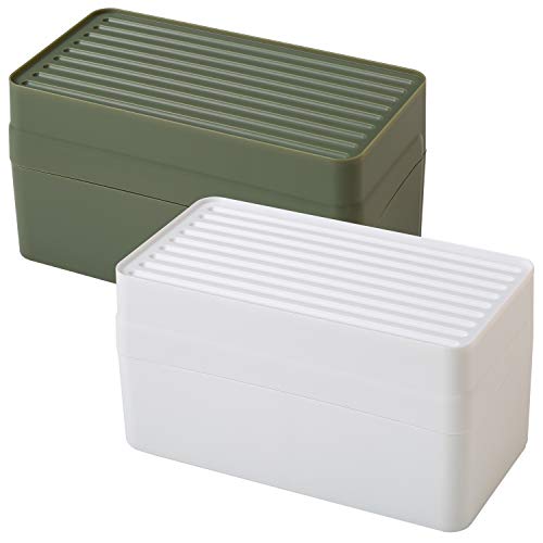 平和工業 マスクケース 忘れない ホワイト カーキ 約19×10.5×10.1cm 2個組