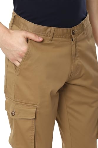 Image of Louis Philippe Men's Slim Fit Solid Cotton Blend Cargos