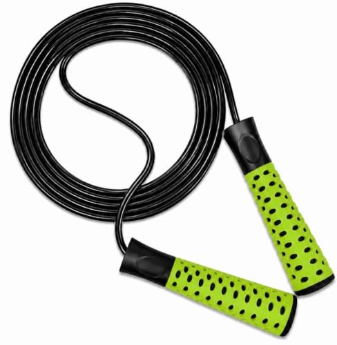 Image of Worldwide Double Colour Skipping Rope with Ball Bearings | Adjustable 275 cm Rope Length | High Speed Jump Rope for Men, Women & Kids | Comfortable Grip | Fitness, Cardio & Cross Training (Floro Green)