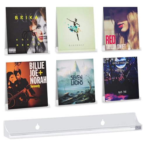bruwaa 6 Stück schwebende Regale für Schallplatten 30 5 cm transparent Acryl-Vinyl-Schallplattenhalter Aufbewahrungsregal Wandhalterung für Vinyl-Schallplatten/Buch/Foto/Bilder im Schlafzimmer