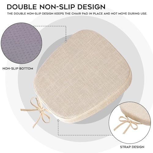 Image of baibu 14x14 Memory Foam Metal Chair Cushions Set of 2, Dual-Layer Design Non-Slip Metal Dining Chair Pads Kitchen Seat Cushion with Machine Washable Cover, Light Beige