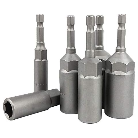 Magnetic Nut Setter Driver Drill Bit,6 Pcs 6-17mm 1/4" Hex Shank Quick Change Metric Nut Driver Set 80mm Length Cover
