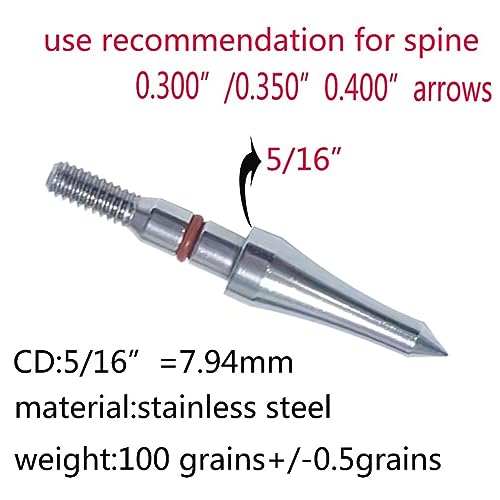 Image of 100 /125 /150 /200 /300 Grains Archery Field Points Practice Field Tips, Archery Target Practice Hunting Arrow Tip for Recurve, Compound Bow Crossbow, Stainless Steel Screw in Broadheads