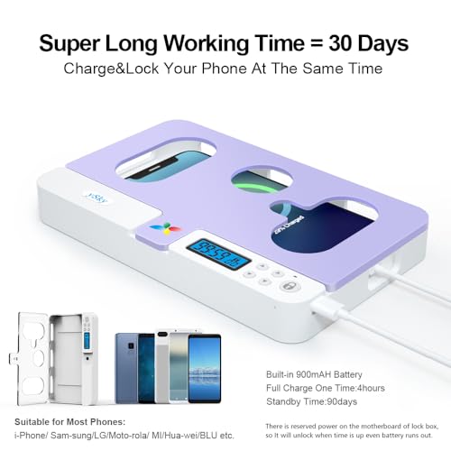 Image of ySky Portable Phone Timer Lock Box for iPhone and Android Phones, Self-Control Timer Phone Locker to Help Kids,Students, Adults Focus Back,Prevent Excessive Games, Mobile Phone Addiction(Purple)