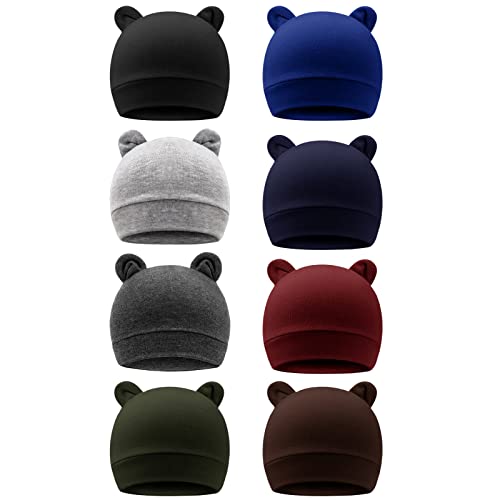 Image of DRESHOW BQUBO 8 Pack Unisex Baby Beanie Hat Infant Toddler Kid Hats Baby Soft Cute Knit Cap Nursery Beanie