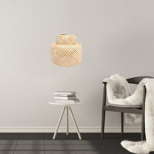 BESTonZON Pendente De Bambu Luz Tecido Pingente De Rattan Luminária Rústica Luminária De Suspensão C
