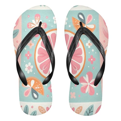 Burbuja Orange Slice Tile Flip Flops for Women Men, Soft Thong Sandals Rubber Slippers for Pool Beach Essentials