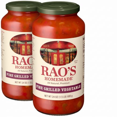 Rao's Homemade Fire Grilled Vegetable Pasta Sauce, 24 oz, Tomato Sauce, All Purpose, Premium Quality, Tomatoes from Italy, Peppers, and Red Onion (Pack of 2)
