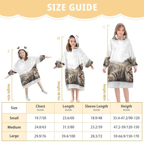Funny Tabby Cat Wearable Blanket for Kids Teens Girls Warm Cozy Sweater 3D Animal Boys Oversized Sweatshirts Hoodie3
