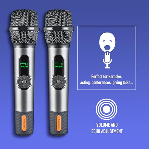 Pack de 2 micrófonos inalámbricos NGS con control de eco y volumen integrados 7