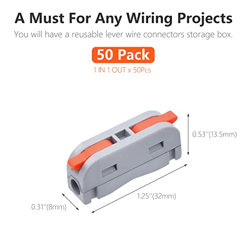 Xalxmaw 50Pcs Lever Wire Connectors, Compact Splice Quick Electrical Connector For 24-12 Awg #TOP4