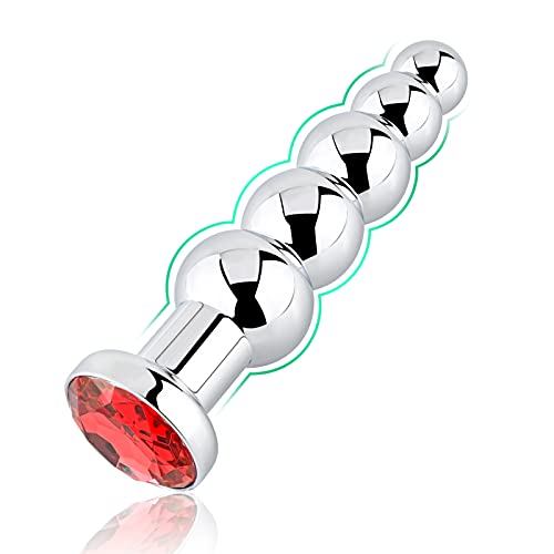 Roluck Analplug mit Stoss Metall Beads mit 5 Schrittweise Kugeln Juwel Analplug Analdildo Sex Spielzeug für die Frau Männer, Rot