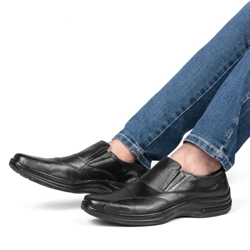 Sapato Social Couro Legítimo Anti Stress Conforto Ortopédico 5080 (43, Preto)