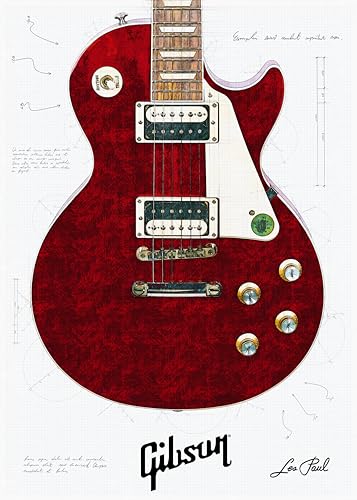 Póster de la guitarra Gibson Les Paul A4 para decorar tu estudio musical con arte sin marco
