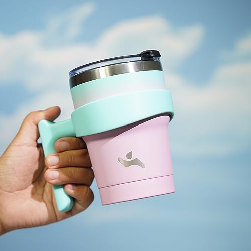 Image of Konokyo 10 oz Tumbler with Handle and Straw, Insulated Travel Mug