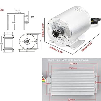 High Speed Brushless DC Motor Kits 2000W 60V Electric Gokart Motor 4250RPM Rated Mid Motors with Controller Pedal Throttle for E-Scooter Dirt Bike Motorcycle