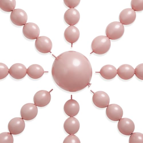 PartyWoo Dusty Pink Linking Balloons 100pcs 6 Inch Blush Pink Link Balloon