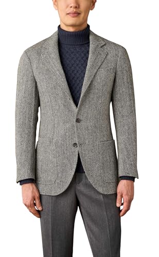 Mens Herringbone Tweed Blazer Leisure Wool Blend Sports Coat Jacket Vintage Classic Prom Groom Tuxedo Suit3