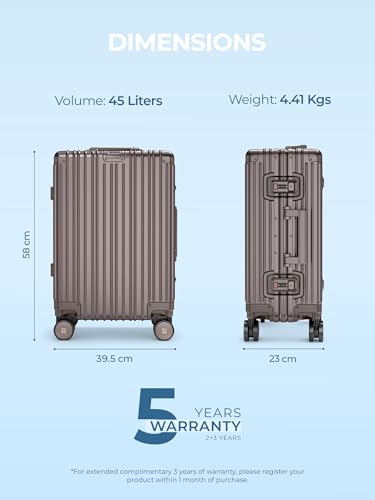 Image of EUME 100% Aluminium Cabin Trolley Bag Small for Travelling 50cm | Durable High-End 8 Silentrun 360 Degree Spinner Wheels System | Premium Trolley Bag Small for Travel (Graphite Luxe)