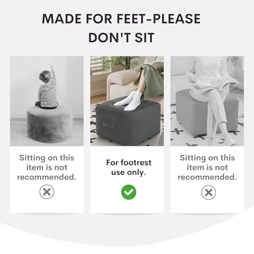 MeMoreCool Square Stuffed Pouf Ottoman Foot Rest, Stripe Furry Floor Pouf Foot Stool with Foam Chunk Filling, Soft Fluffy Stuffed Ottoman Footrest for Living Room, Faux Fur Green - Image 4