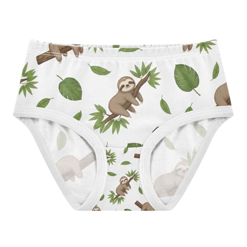 Toddler Briefs, Cute Sloths Girls Cotton Underwear, 2–8 Years
