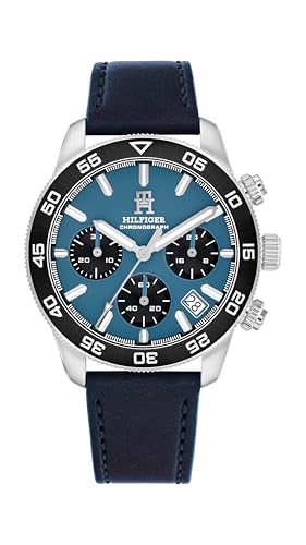 Image of Tommy Hilfiger Th85 Quartz Analog with Blue Dial Blue Leather Strap Watch for Men - TH1792187W