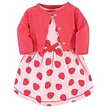 Touched by Nature Baby Girls' Organic Cotton Dress and Cardigan, Strawberries, 3-6 Months
