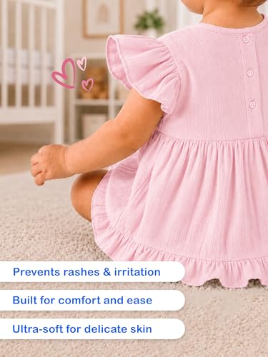 Image of Kidbea Baby Girls Cotton Dress for Kids | Soft, Breathable & Comfortable Western Frock | Trendy Casual, Party & Festive Outfit for Girls