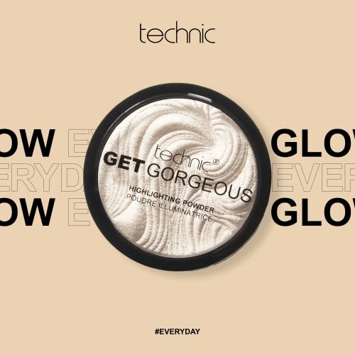 Technic Get Gorgeous Highlighting Powder - Pressed Shimmer Face Makeup Compact For A Natural Glow. Shade: Original #TOP1
