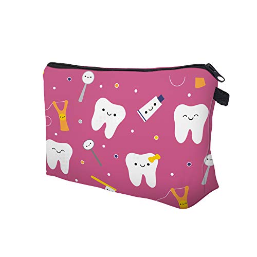Mrsp Cosmetic Bag Makeup Bags For Women,Small Makeup Pouch Travel Bags For Toiletries Waterproof Happy Teeth Friends Dark Pink (51708) #TOP7