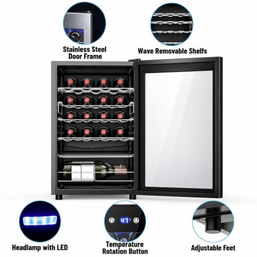 Image of Electactic 37-Bottle Freestanding Wine Cooler Refrigerator, 4.5 Cu. Ft