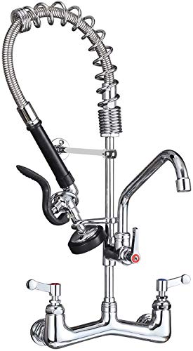 IMLEZON Commercial Wall Mount Kitchen Sink Faucet Brass Constructed Polished Chrome Pre-Rinse Device 25