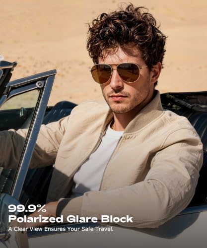 Image of KALIYADI Aviator Sunglasses Polarized for Men Women with UV400 for Driving