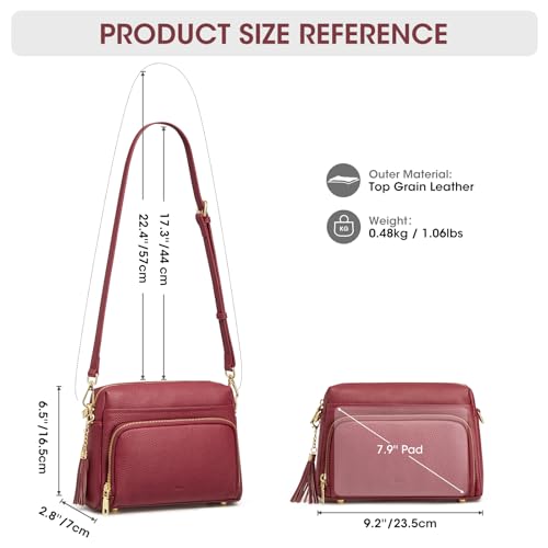 Image of Kattee RFID Genuine Leather Crossbody Bag for Women Small Purse | Top Grain Pebbled Leather. Compact Size. Built-in wallet. Anti-theft design for security. Ideal for daily, travel & work