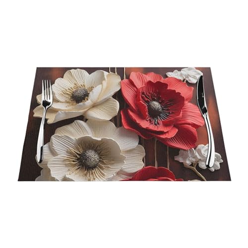 Sets de table en vinyle PVC tissé antidérapants et lavables - 6
