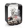 biOrb Life 15 Acrylic 4-Gallon Aquarium with White LED Lights Modern Compact Tank for Tabletop or Desktop Display, Black