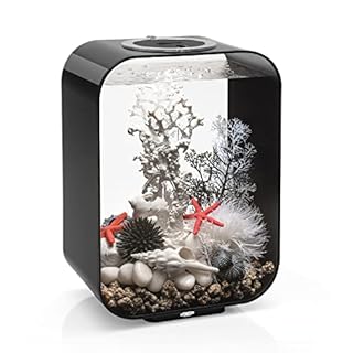 biOrb Life 15 Acrylic 4-Gallon Aquarium with White LED Lights Modern Compact Tank for Tabletop or Desktop Display, Black