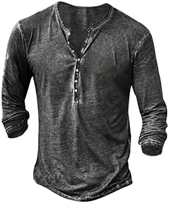NEMXCE Hemd Herren Vintage Henley Shirt Kurzarm/Langarm T Shirt V Ausschnitt Slim Fit T-Shirt