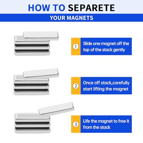 Image of Powerful Neodymium Bar Magnets, 300 Pack Heavy Duty Magnet, 10x5x2mm | Rare Earth Magnets, Rectangular Magnets, Small Magnet Strong for Fridge, DIY, Garage, Kitchen, Science, Craft, Office
