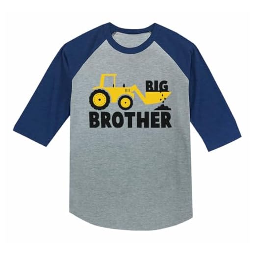 Tractor Big Brother Shirt Sibling Boys Toddler Kids 3/4 Sleeve Raglan T-Shirt 5T Blue